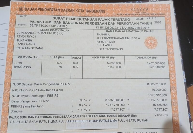 Bayar PBB hingga BPHTB di Kota Tangerang Mudah Bisa Online

